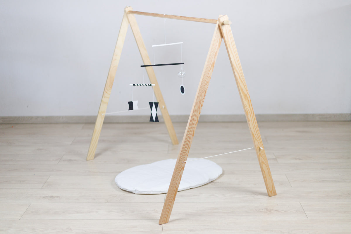 Wooden Montessori Baby Gym, Mobile Holder, Wooden Baby Play Gym