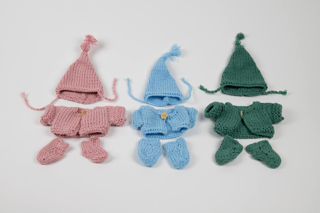 Hand Knitted set of clothes for a Miniland doll 21 cm - Jacob's Montessori