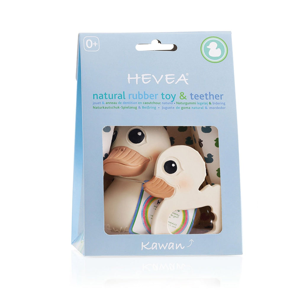 HEVEA Kawan Giftset – duck, and a teether, 100% natural rubber - Jacob's Montessori